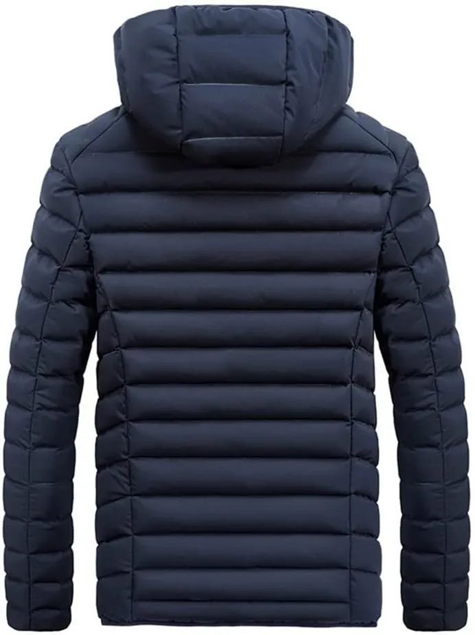 Youllyuu Men Thick Hooded Jacket Parkas Coat Outwear Slim Jacket Parkas