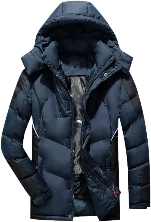 Youllyuu Men Winter Warm Thick Long Parkas Hooded Parkas Jacket Coat Autumn Outwear Casual Parkas