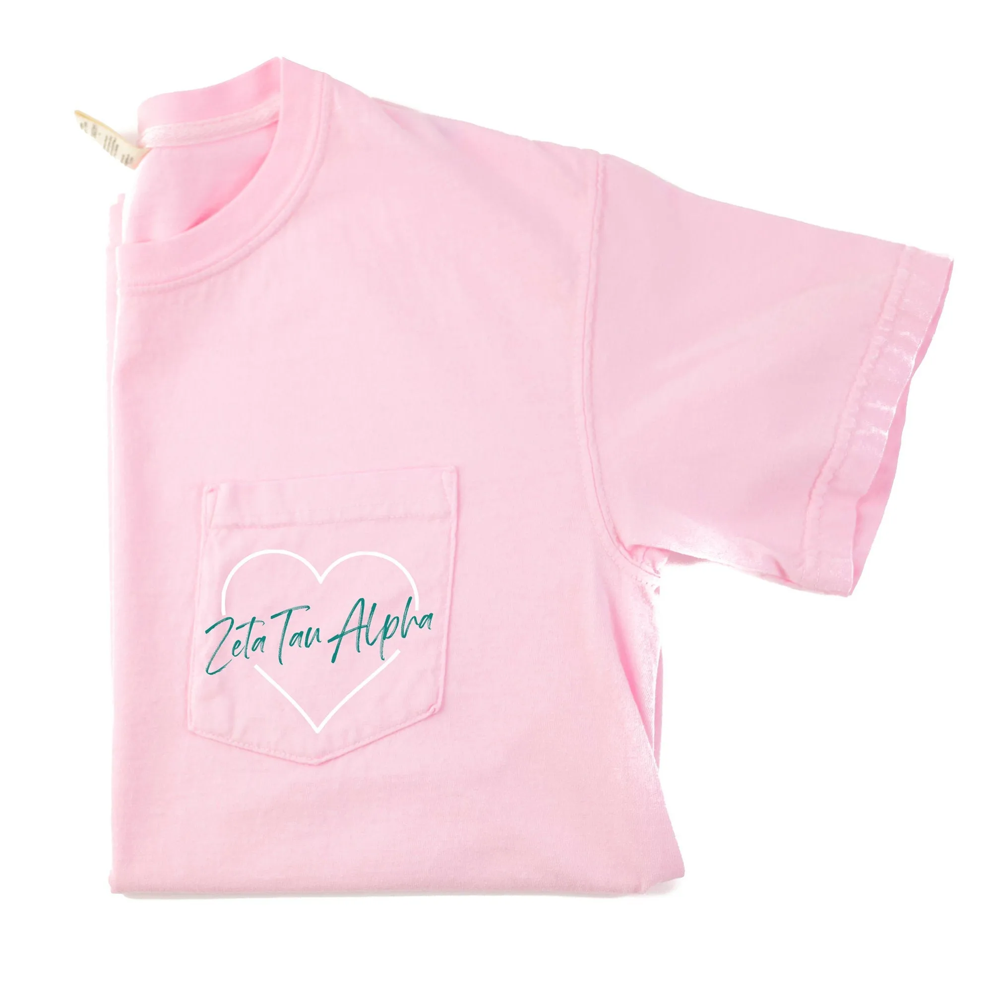 Zeta Tau Alpha Heart Pocket T-Shirt - Blossom