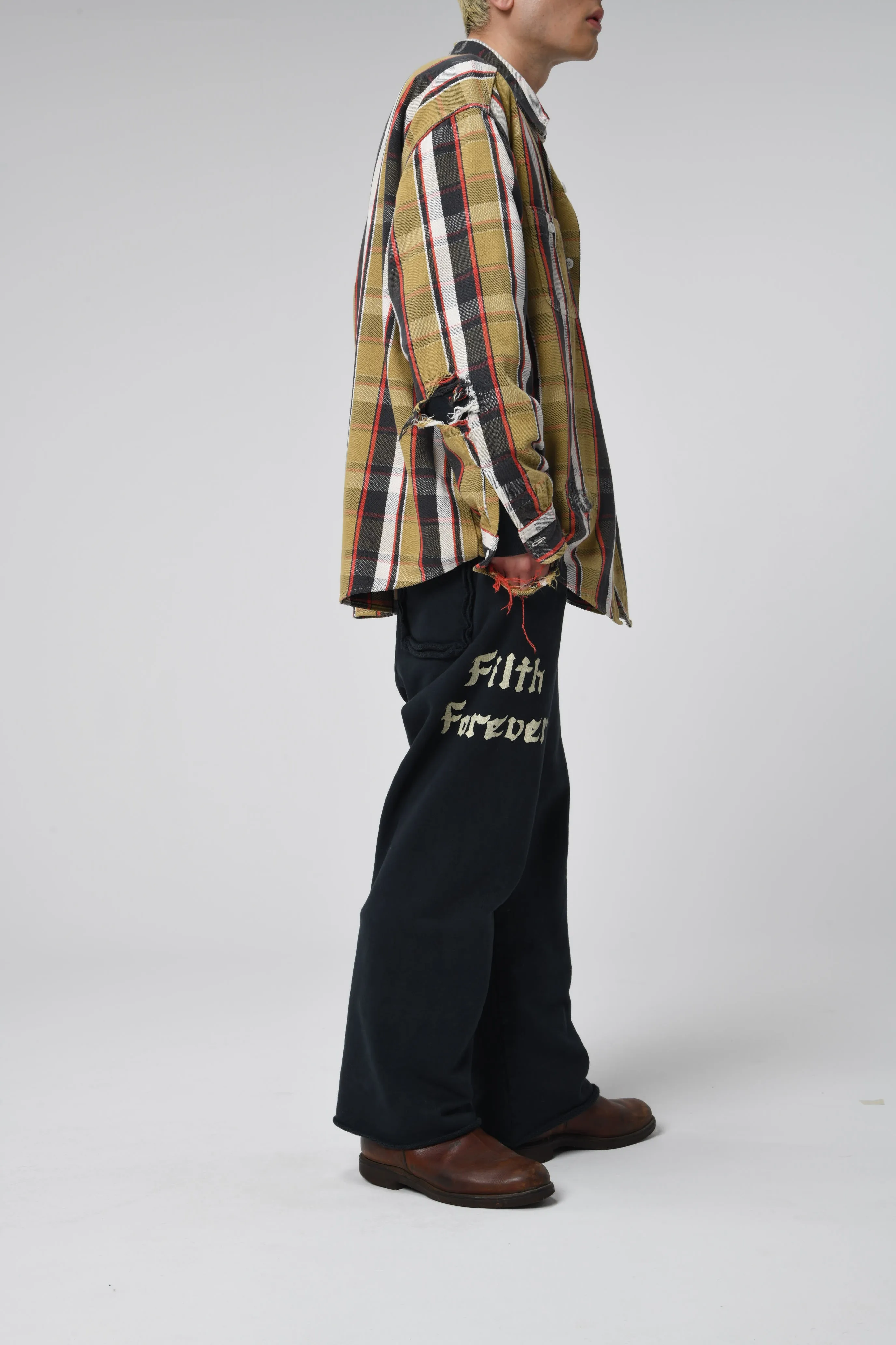 ZIP DAMAGED SWEAT PANTS